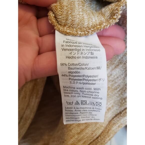 Madewell Gathered Sleeve Mock Neck Knit 3/4 Sleeves Pullover Heather Tan Top Med - Picture 8 of 10